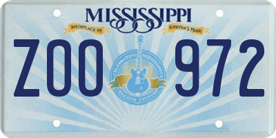 MS license plate ZOO972