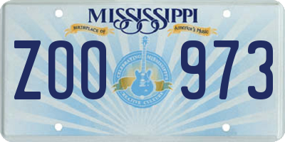 MS license plate ZOO973