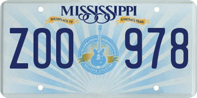 MS license plate ZOO978