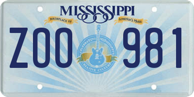 MS license plate ZOO981
