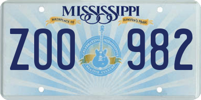MS license plate ZOO982
