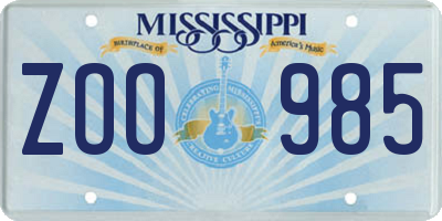 MS license plate ZOO985