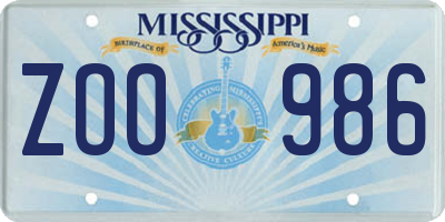 MS license plate ZOO986