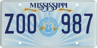 MS license plate ZOO987