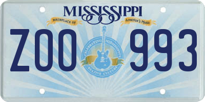 MS license plate ZOO993