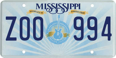 MS license plate ZOO994