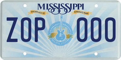 MS license plate ZOP000