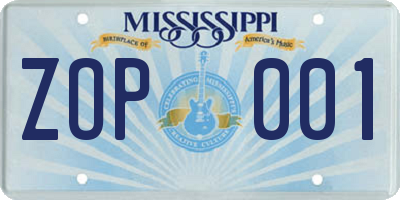 MS license plate ZOP001