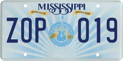 MS license plate ZOP019