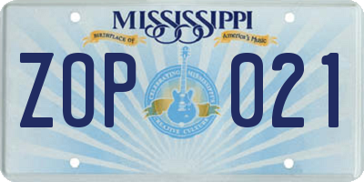 MS license plate ZOP021