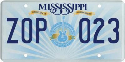 MS license plate ZOP023