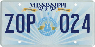 MS license plate ZOP024