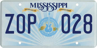 MS license plate ZOP028