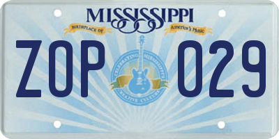 MS license plate ZOP029