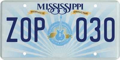 MS license plate ZOP030
