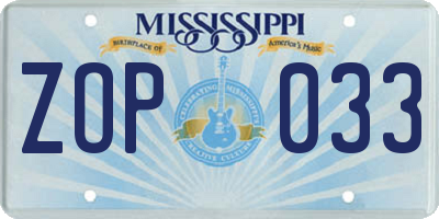MS license plate ZOP033
