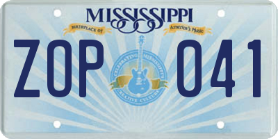 MS license plate ZOP041