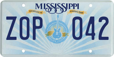 MS license plate ZOP042