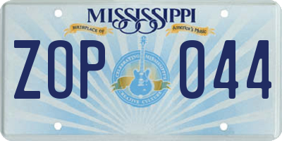 MS license plate ZOP044