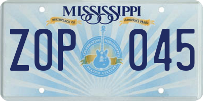 MS license plate ZOP045