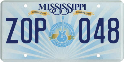 MS license plate ZOP048
