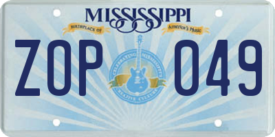 MS license plate ZOP049