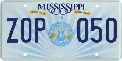 MS license plate ZOP050