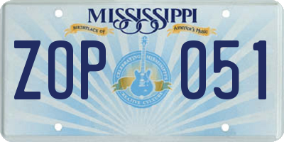 MS license plate ZOP051