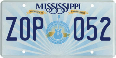 MS license plate ZOP052