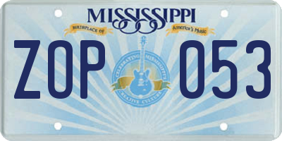 MS license plate ZOP053