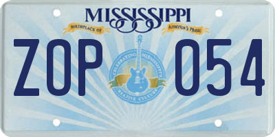 MS license plate ZOP054