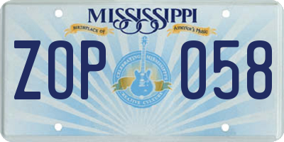 MS license plate ZOP058