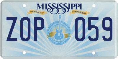 MS license plate ZOP059