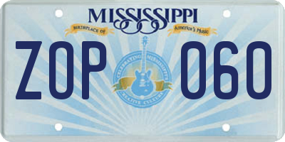 MS license plate ZOP060