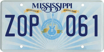 MS license plate ZOP061