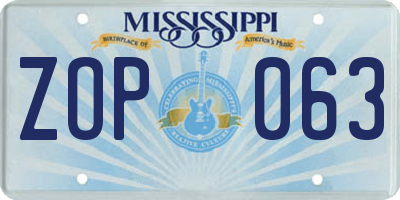 MS license plate ZOP063