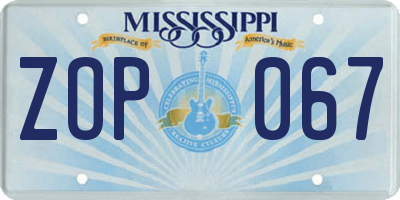 MS license plate ZOP067