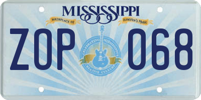 MS license plate ZOP068