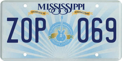 MS license plate ZOP069