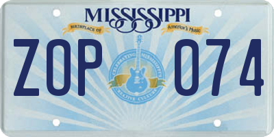 MS license plate ZOP074