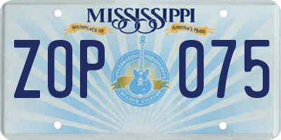 MS license plate ZOP075