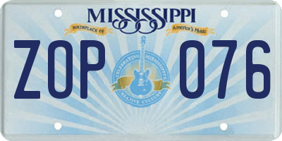 MS license plate ZOP076
