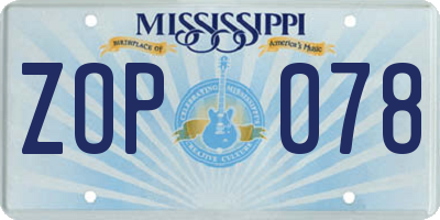 MS license plate ZOP078