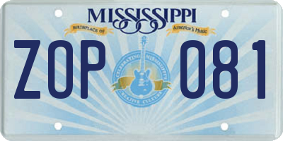 MS license plate ZOP081