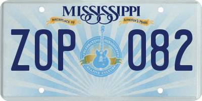 MS license plate ZOP082