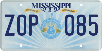 MS license plate ZOP085