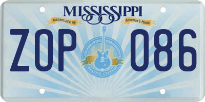 MS license plate ZOP086