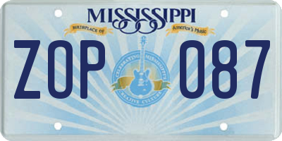 MS license plate ZOP087