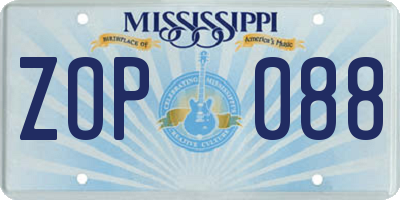 MS license plate ZOP088