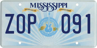 MS license plate ZOP091